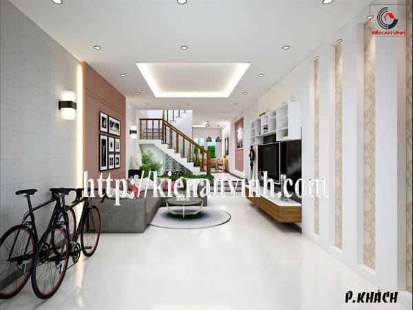 thiết kế nhà ống 4 tầng phòng khách